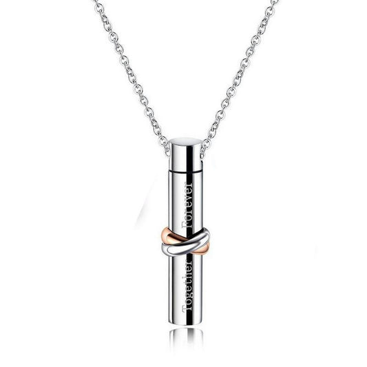 1 X Pet Memorial Urn Necklace Cylinder Cremation Urn Necklace Pendant Titanium Steel Jewelry