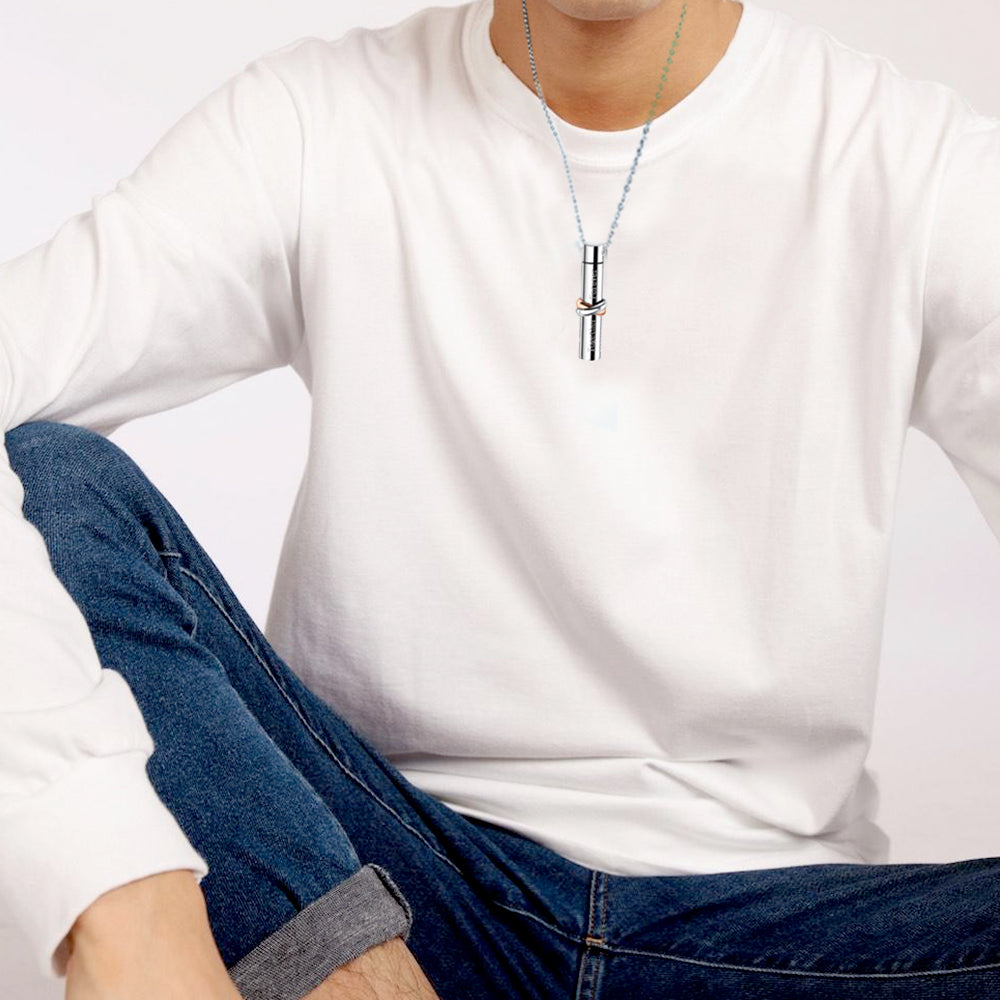 2 X Pet Memorial Urn Necklace Cylinder Cremation Urn Necklace Pendant Titanium Steel Jewelry