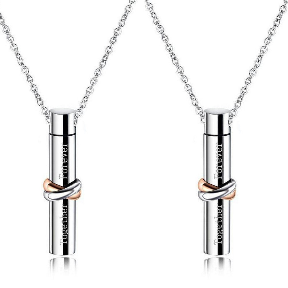 2 X Pet Memorial Urn Necklace Cylinder Cremation Urn Necklace Pendant Titanium Steel Jewelry