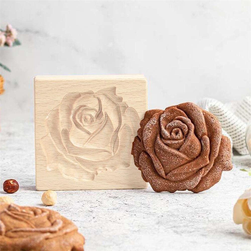 3 X Wooden Cookie Mold Cutter Biscuit Mould Gingerbread Cookie Stamp Baking Tool