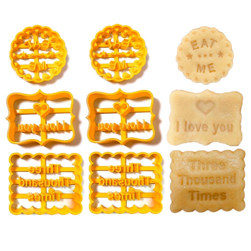 6 X Good Wishes Mold Cutter Biscuit Mould Cookie Stamp Baking Tool