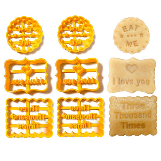 6 X Good Wishes Mold Cutter Biscuit Mould Cookie Stamp Baking Tool