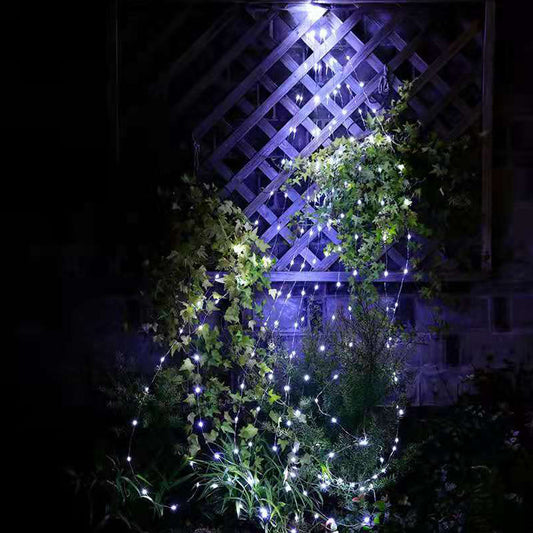 200 LED Solar Waterfall Light 2M Christmas Tree Lights Waterfall String Light Curtain Lights White