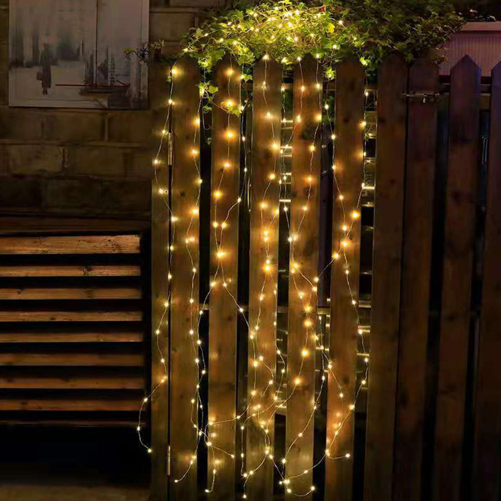 2 X 200 LED Solar Waterfall Light 2M Christmas Tree Lights Waterfall String Light Curtain Lights Warm White