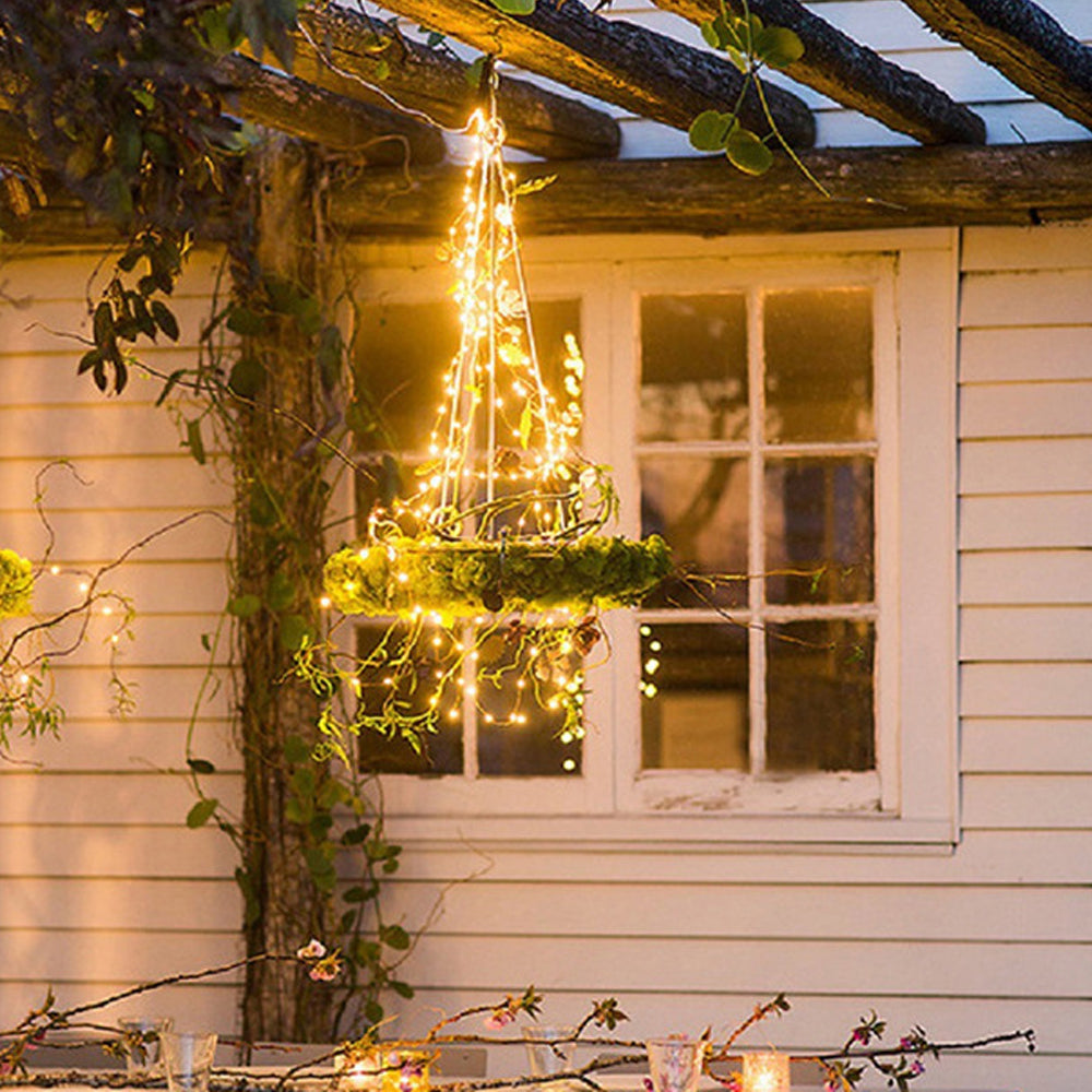 2 X 200 LED Solar Waterfall Light 2M Christmas Tree Lights Waterfall String Light Curtain Lights Warm White