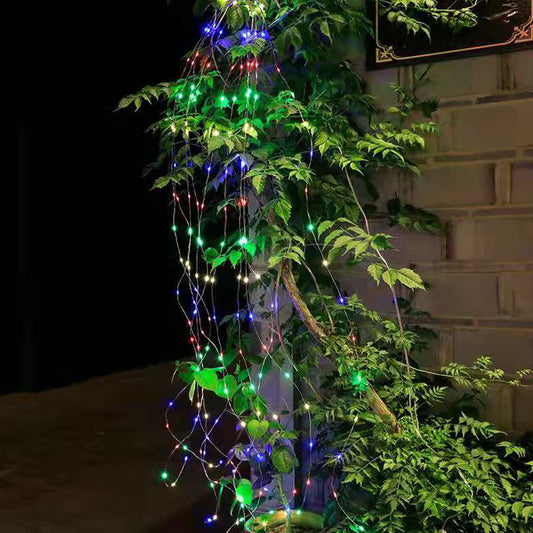 2 X 200 LED Solar Waterfall Light 2M Christmas Tree Lights Waterfall String Light Curtain Lights Colorful