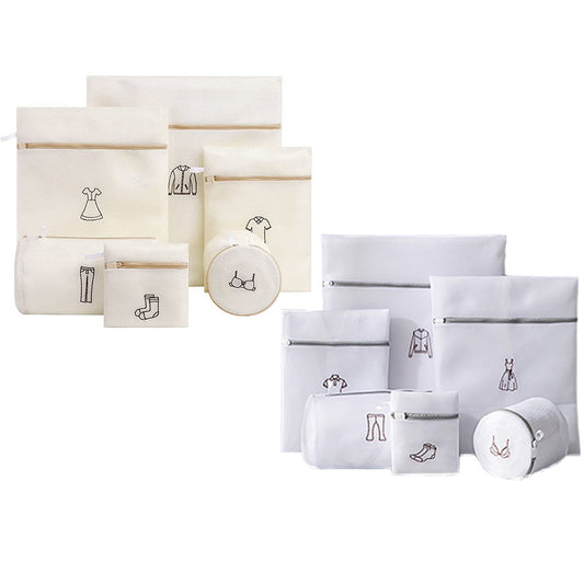 12Pcs Mesh Laundry Bags Embroidery Pattern Washing Machine Travel Clother Bags