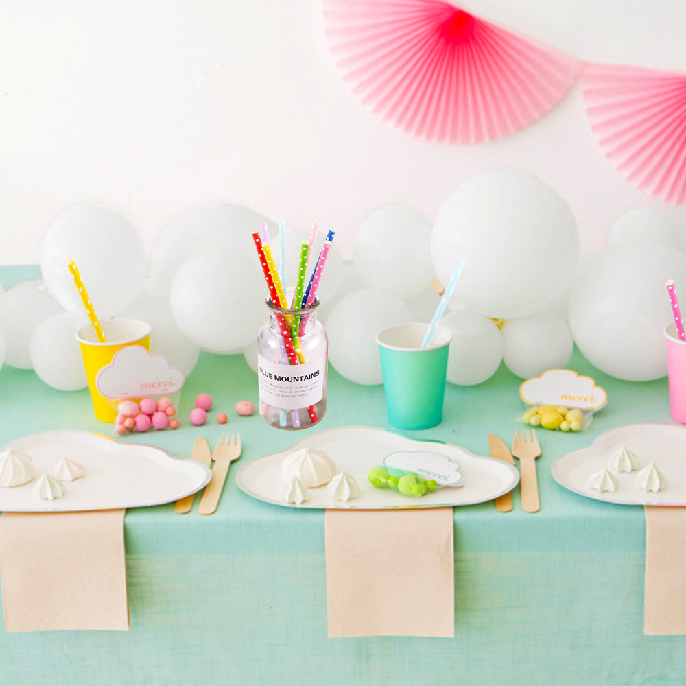 200Pcs Colourful Paper Drinking Straws Biodegradable Disposable Straws Randomly