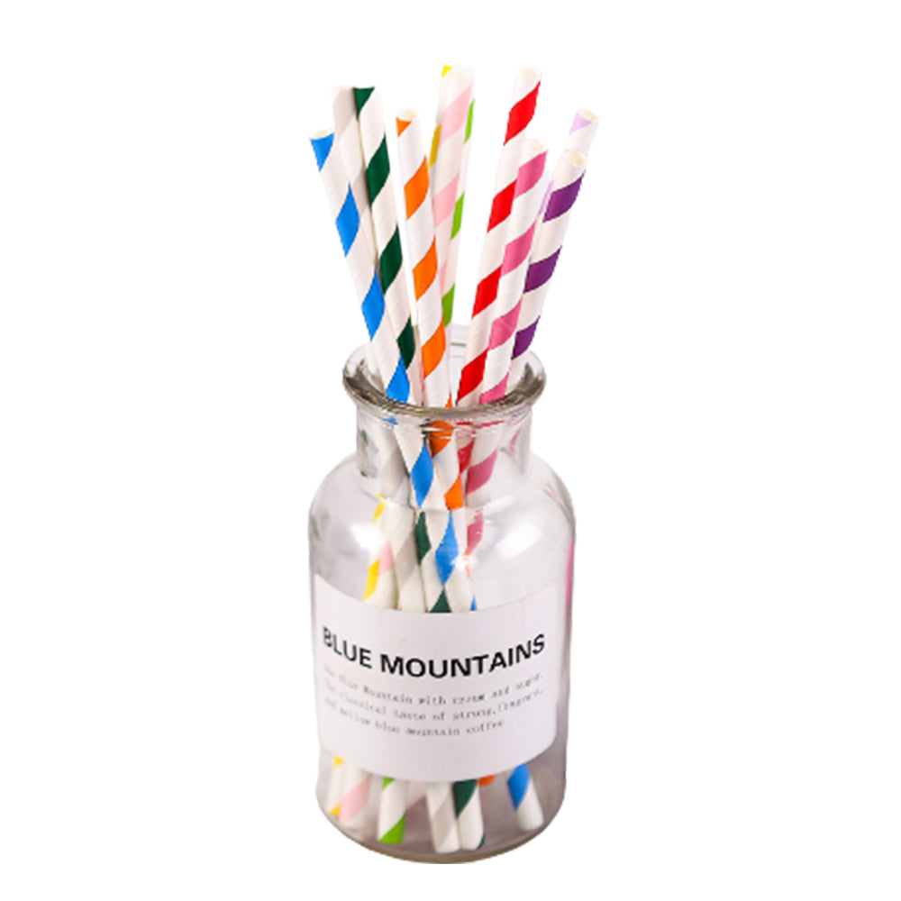 200Pcs Colourful Paper Drinking Straws Biodegradable Disposable Straws Randomly