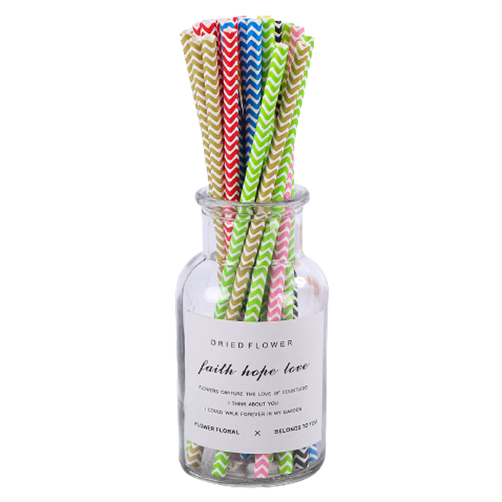 200Pcs Colourful Paper Drinking Straws Biodegradable Disposable Straws Randomly