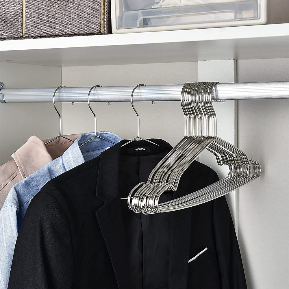 10Pcs 42cm Stainless Steel Hangers Strong Metal Hangers for Clothes Coat Pant