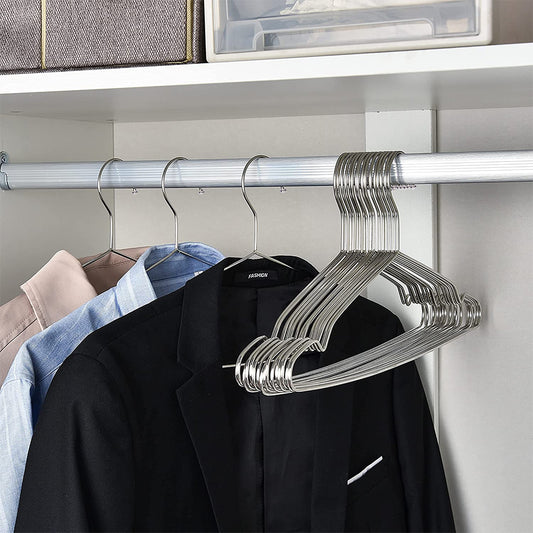 10Pcs 42cm Stainless Steel Hangers Strong Metal Hangers for Clothes Coat Pant