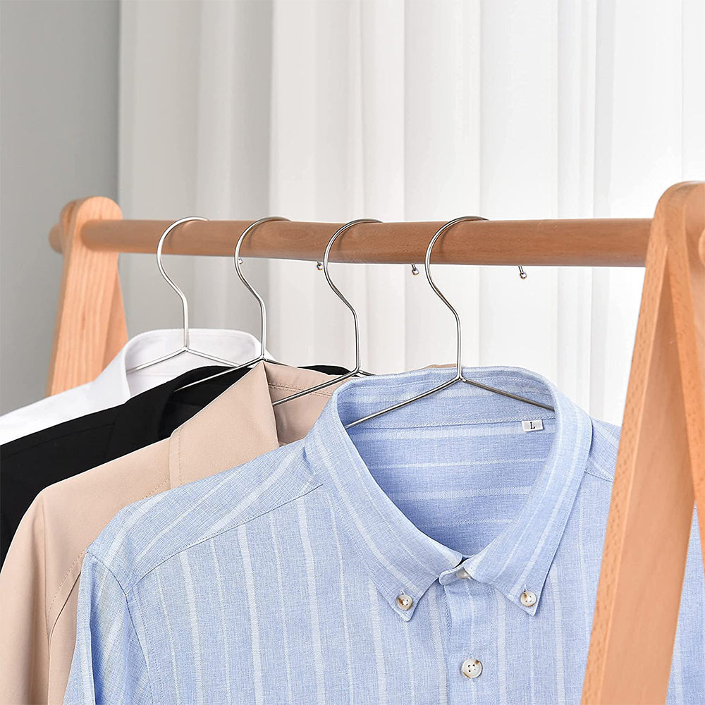 10Pcs 42cm Stainless Steel Hangers Strong Metal Hangers for Clothes Coat Pant