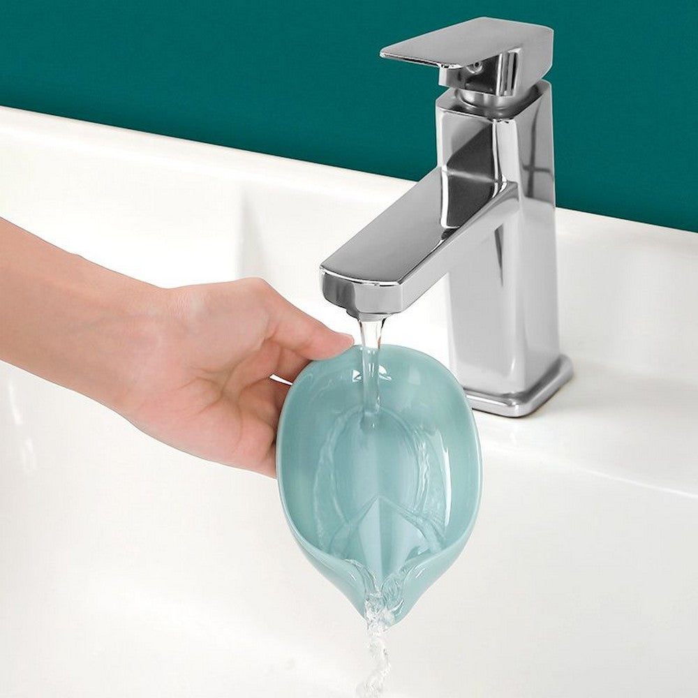 2 X Short Leaf-Shape Soap Holder Self Draining Soap Dish Sponge Tray