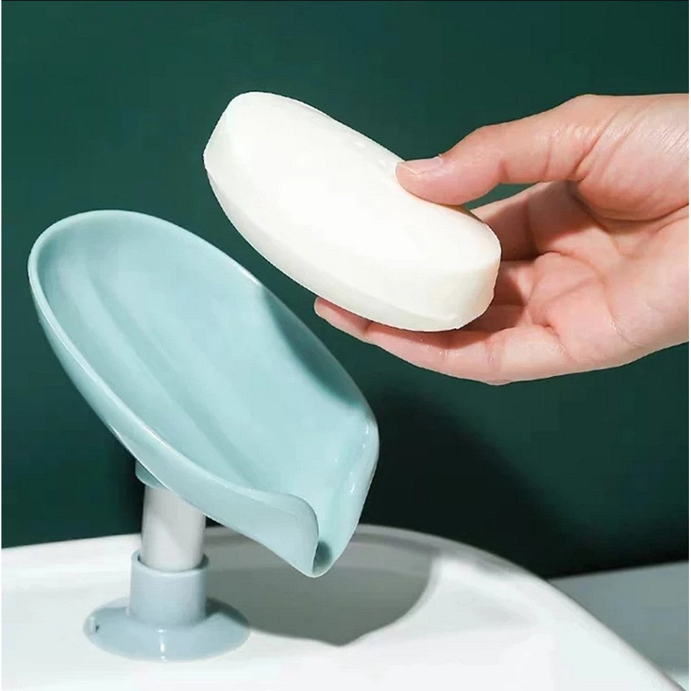 2 X Short Leaf-Shape Soap Holder Self Draining Soap Dish Sponge Tray