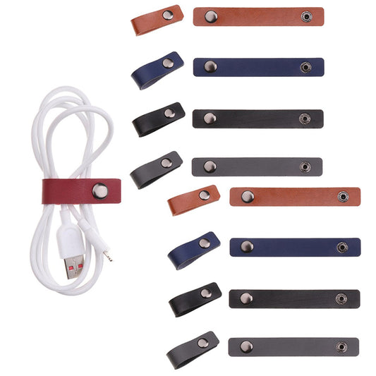 20Pcs PU Micro Fiber Leather Electronic Cable Organizers Earphone Cable Ties