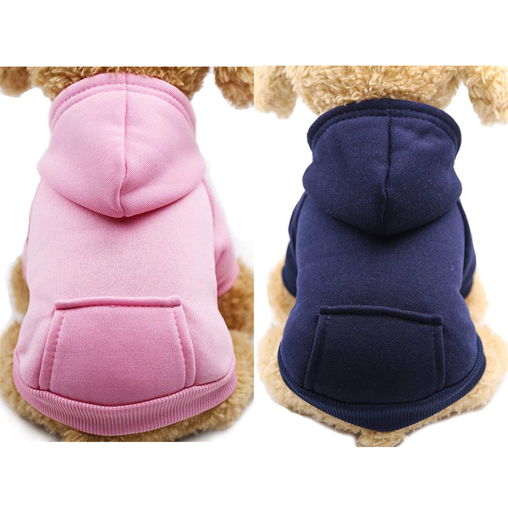 2Pcs L Pink Navy Pet Hoodie Puppy Dog Hoodie Sweatshirt Cat Clothing Clothes