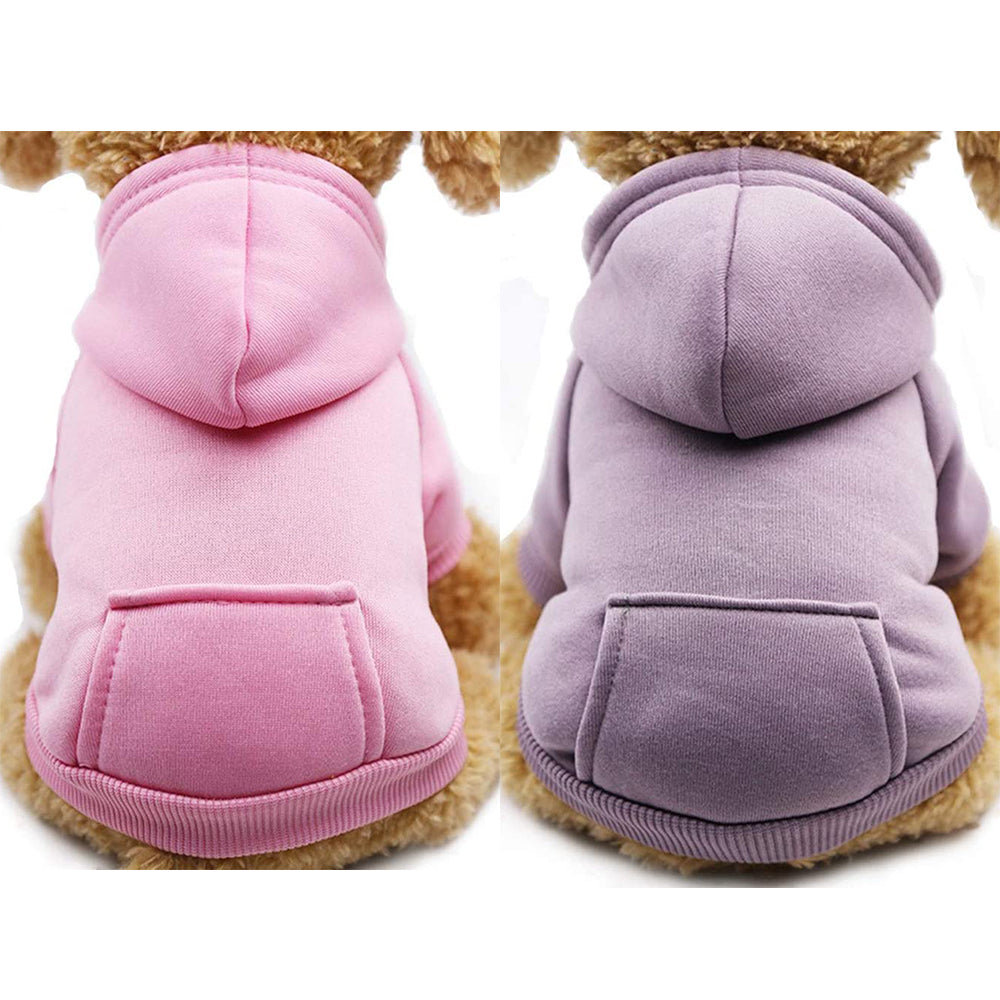 2Pcs L Pink Purple Pet Hoodie Puppy Dog Hoodie Sweatshirt Cat Clothing Clothes