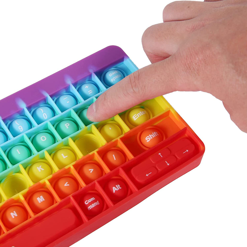 2 X Rainbow Purple Push Pop Keyboard Fidget Toy Bubble Push Pop Stress Reliever
