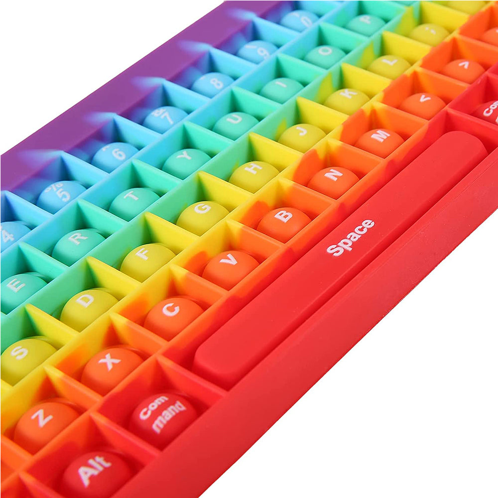 2 X Rainbow Orange Push Pop Keyboard Fidget Toy Bubble Push Pop Stress Reliever