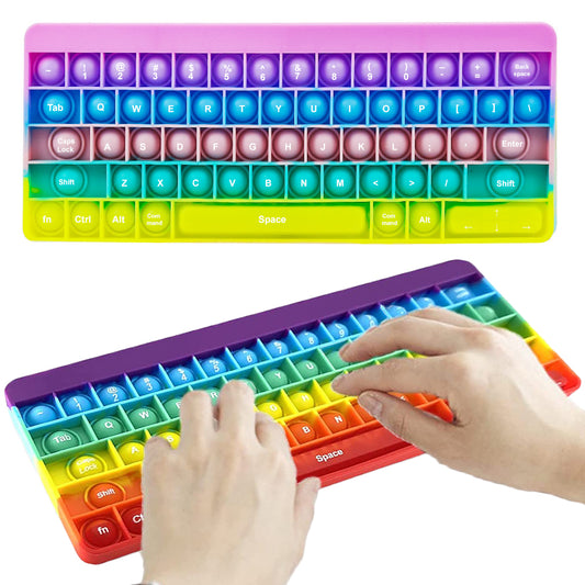 2 X Rainbow Purple Push Pop Keyboard Fidget Toy Bubble Push Pop Stress Reliever