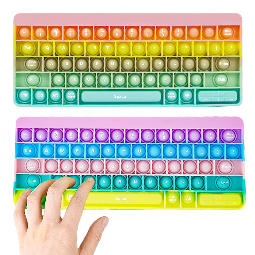 2 Purple Orange Push Pop Fidget Toy Bubble Push Pop Keyboard Stress Reliever Toy