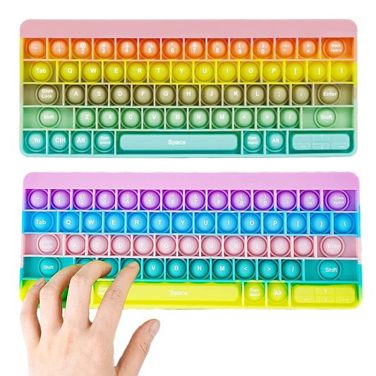 2 Purple Orange Push Pop Fidget Toy Bubble Push Pop Keyboard Stress Reliever Toy