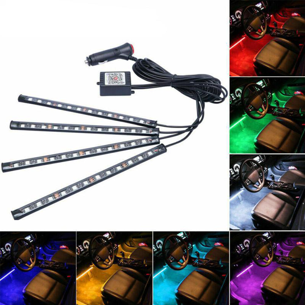 2 X APP Control Interior Car LED Light Remote Music Sync Colour Change RGB Light