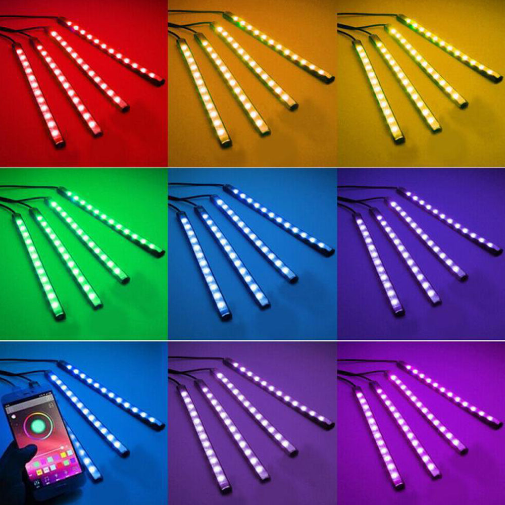 2 X APP Control Interior Car LED Light Remote Music Sync Colour Change RGB Light