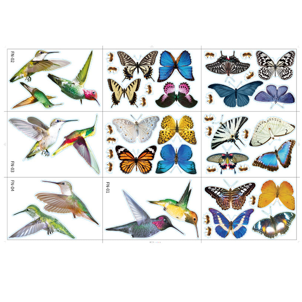 49Pcs Hummingbird Butterflies Bee Glass Window Clings Non Adhesive Decals Home Decorative