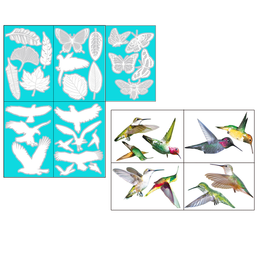 9Pcs Hummingbird and 25Pcs White Silhouettes Glass Window Clings Window Decals