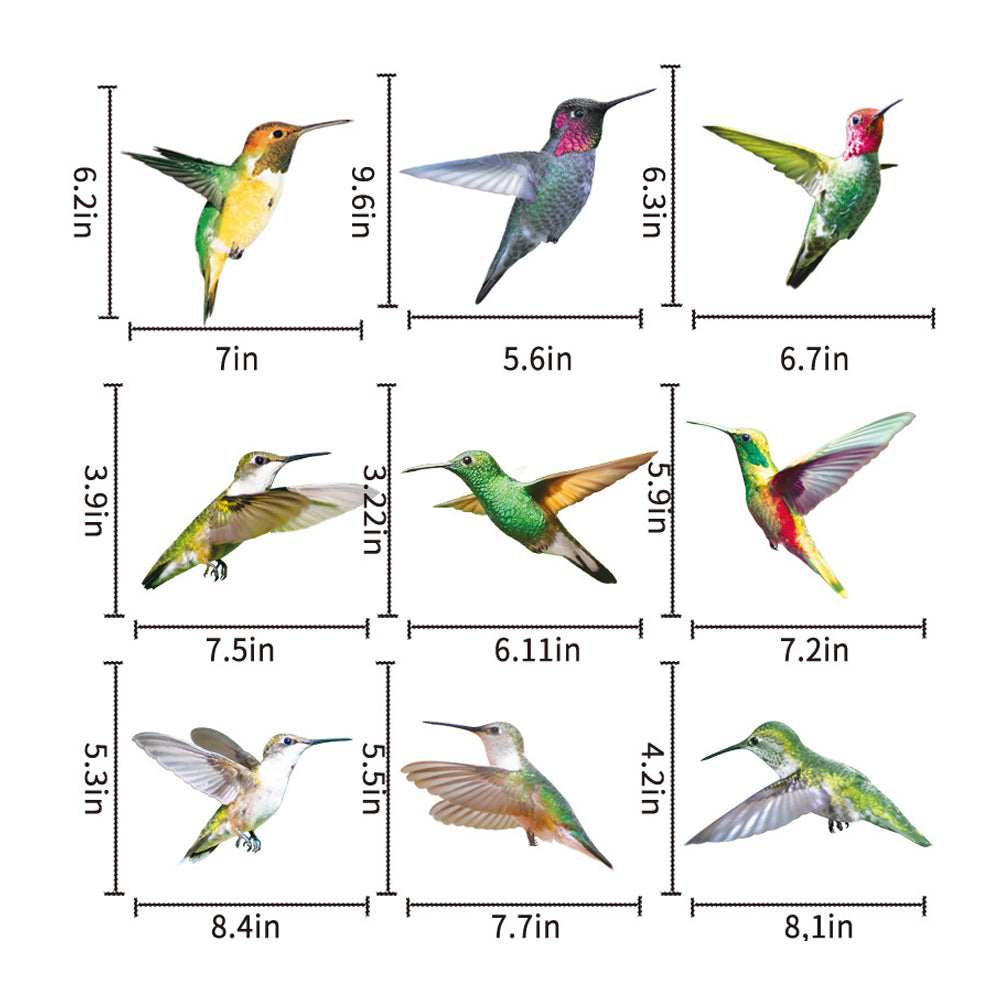 9Pcs Hummingbird and 25Pcs White Silhouettes Glass Window Clings Window Decals