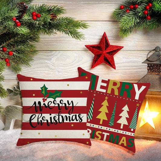 2X Merry Christmas Pillowcase Xmas Throw Pillow Cas Cushion Cover Style 1 2
