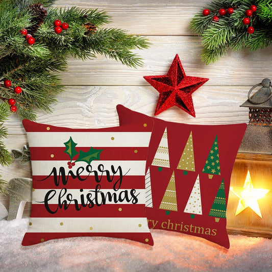 2X Merry Christmas Pillowcase Xmas Throw Pillow Cas Cushion Cover Style 1 4