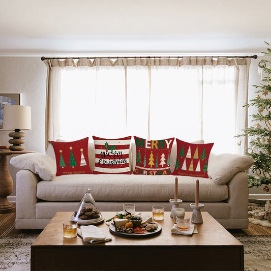4X Merry Christmas Pillowcase Xmas Throw Pillow Cas Cushion Cover Style 1 2 3 4
