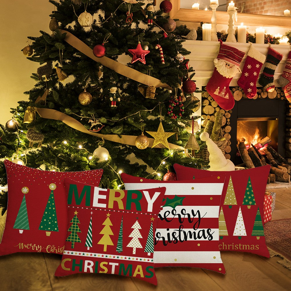 4X Merry Christmas Pillowcase Xmas Throw Pillow Cas Cushion Cover Style 1 2 3 4