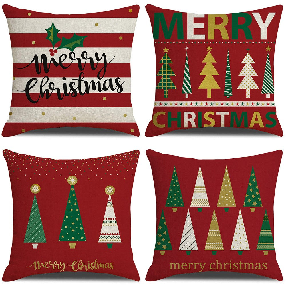 4X Merry Christmas Pillowcase Xmas Throw Pillow Cas Cushion Cover Style 1 2 3 4
