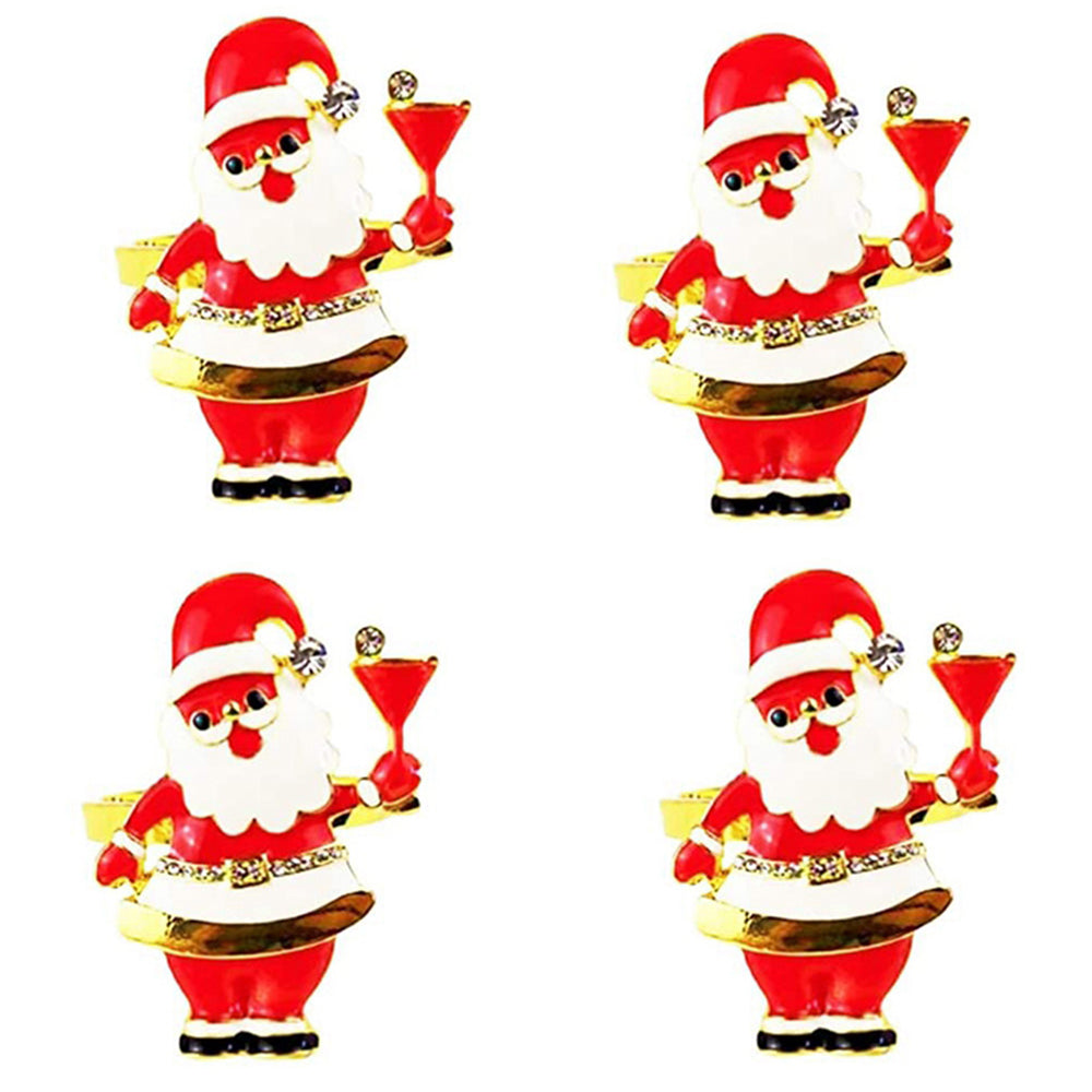 4 X Santa Claus Christmas Napkin Rings Napkin Holder Rings Xmas Table Decoration