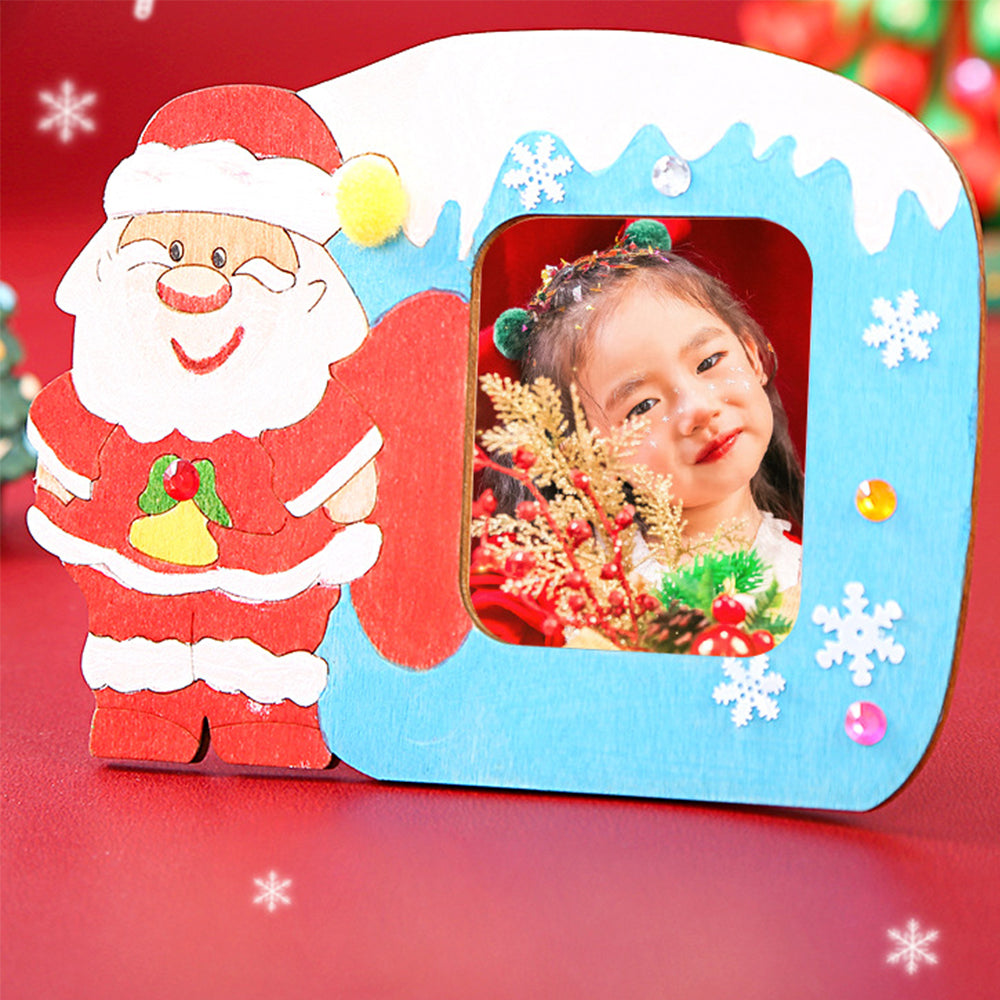 3PCS Christmas Kids DIY Painting Wooden Picture Photo Frames Xmas Decorations