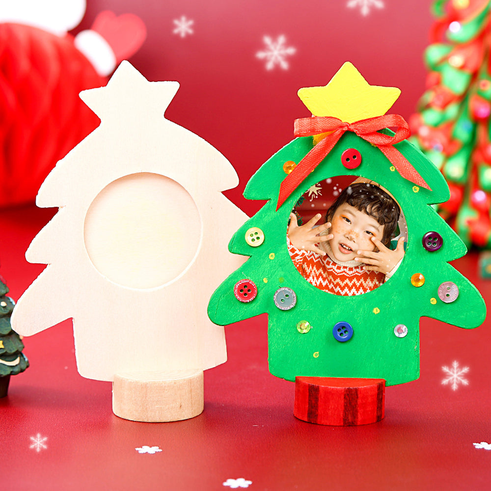 3PCS Christmas Kids DIY Painting Wooden Picture Photo Frames Xmas Decorations