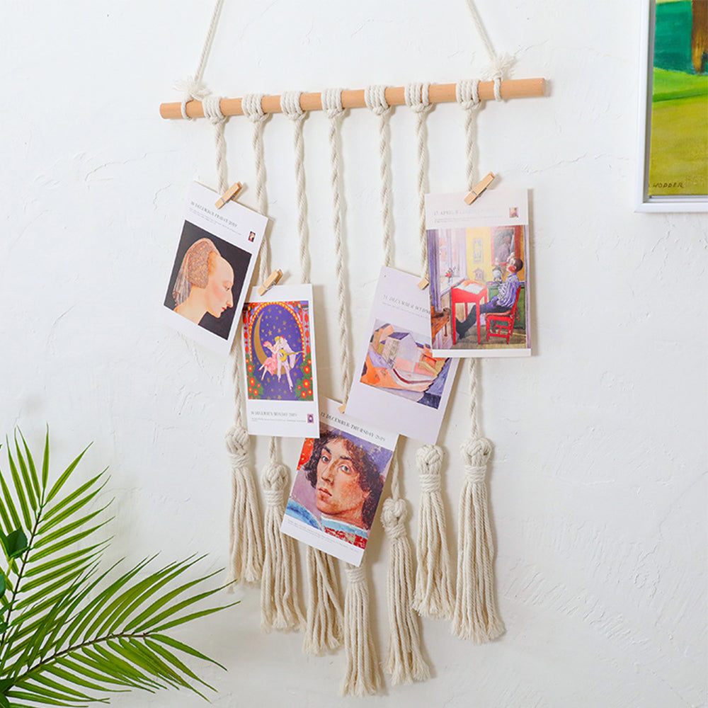 Boho Hanging Photo Display Wall Hanging Picture Collage Tapestry with Light Clip
