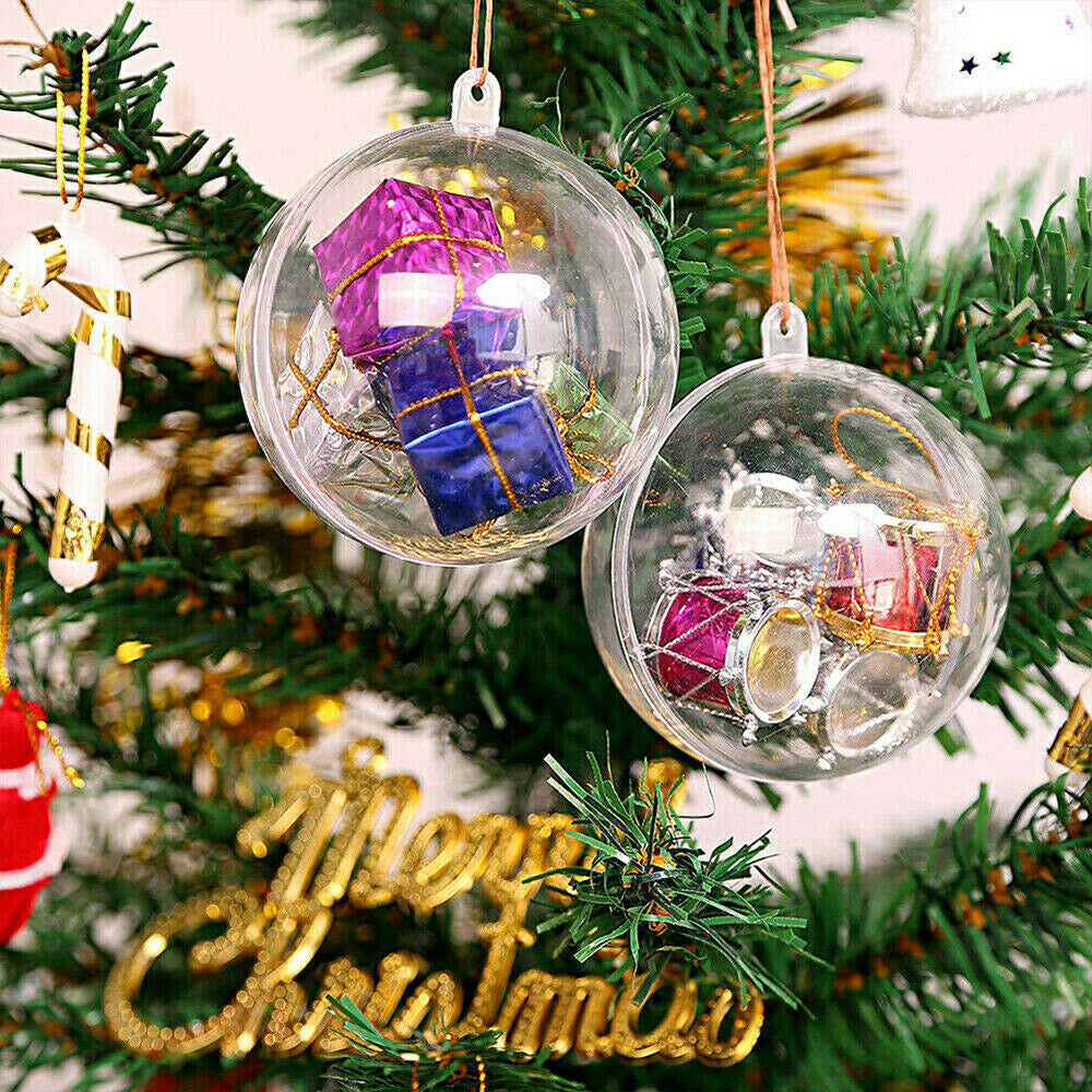 10 X 5CM DIY Fillable Christmas Ball Plastic Clear Xmas Tree Decor Ornament