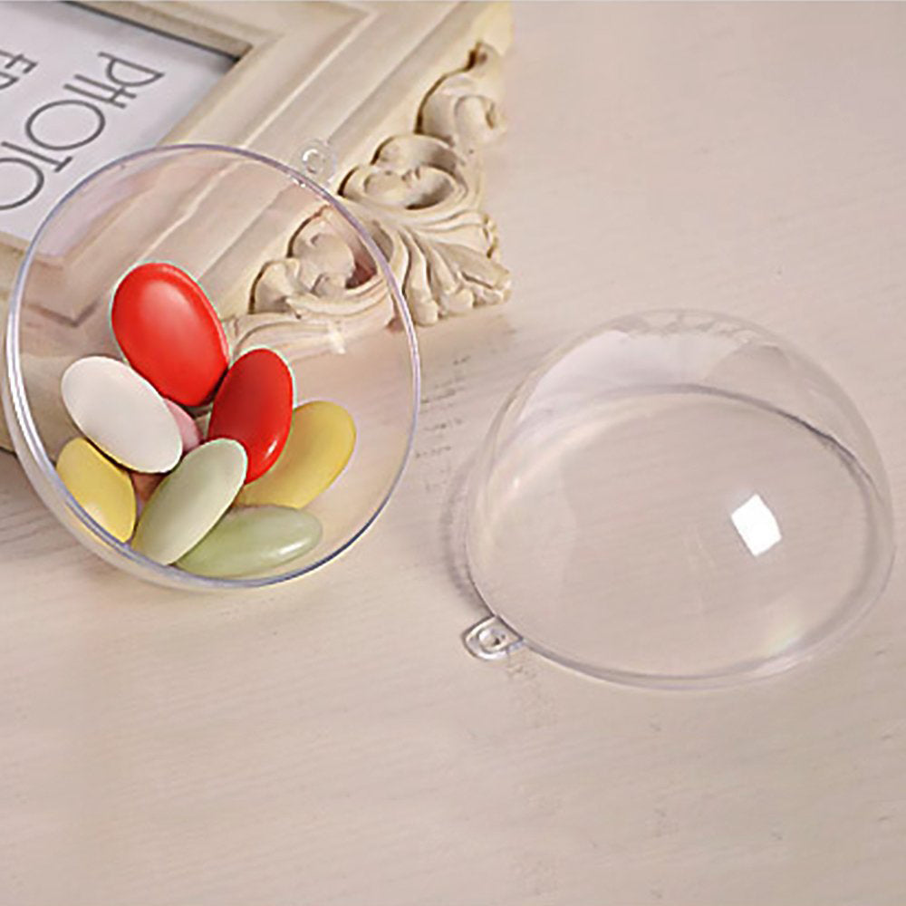 10 X 3CM DIY Fillable Christmas Ball Plastic Clear Xmas Tree Decor Ornament