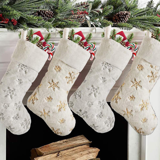 4 X Sequin Christmas Stockings Xmas Hanging Ornaments Xmas Candy Bags