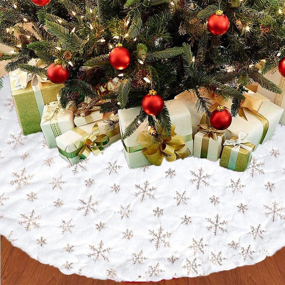 Set of Gold 122cm Sequin Christmas Tree Skirt and 4Pcs Xmas Christmas Stocking