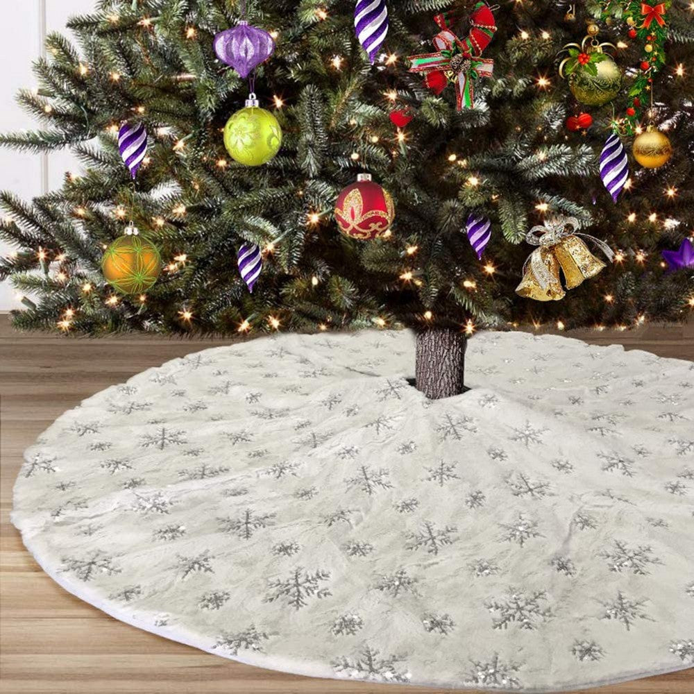 122cm Silver Sequin Christmas Tree Skirt Christmas Decoration Xmas Home Decor