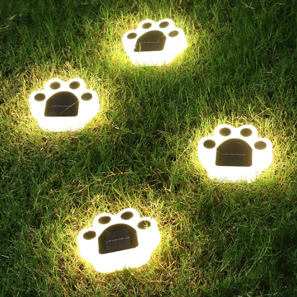 8 X Warm White Solar Paw Print Light Paw Lamps Garden Yard Path Walkway Lighting