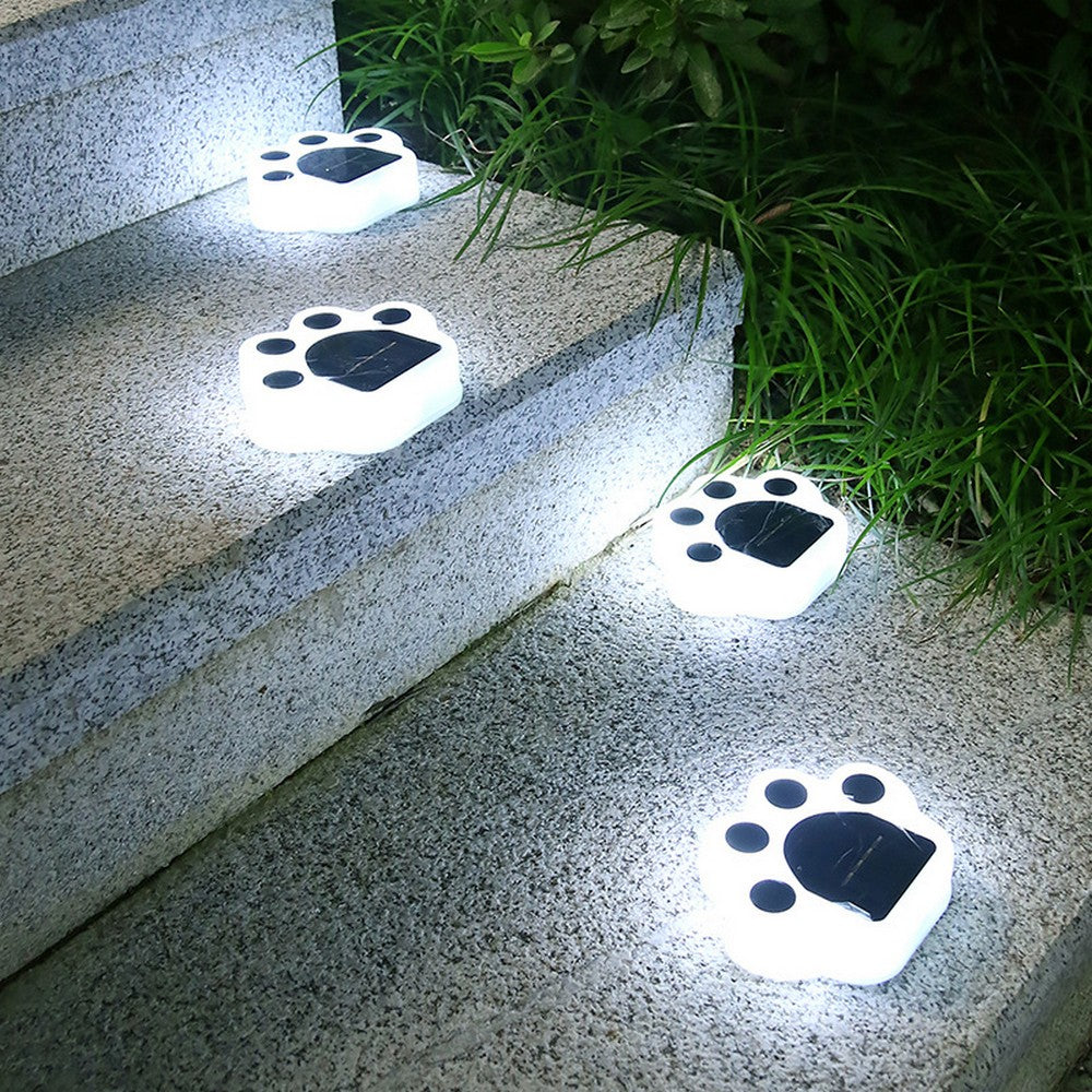 8 X White Solar Paw Print Light Paw Lamps Garden Yard Path Walkway Lighting
