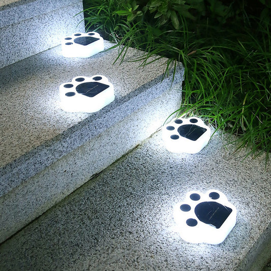 8 X White Solar Paw Print Light Paw Lamps Garden Yard Path Walkway Lighting