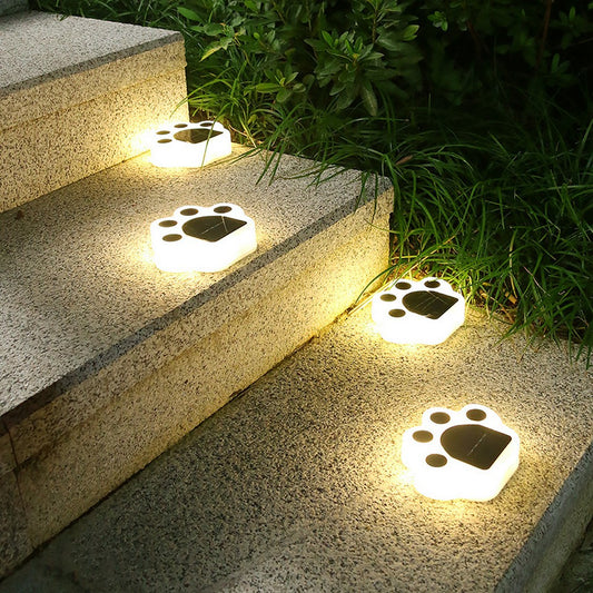 8 X Warm White Solar Paw Print Light Paw Lamps Garden Yard Path Walkway Lighting